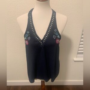 Hollister Embroidered Blue Tank Top